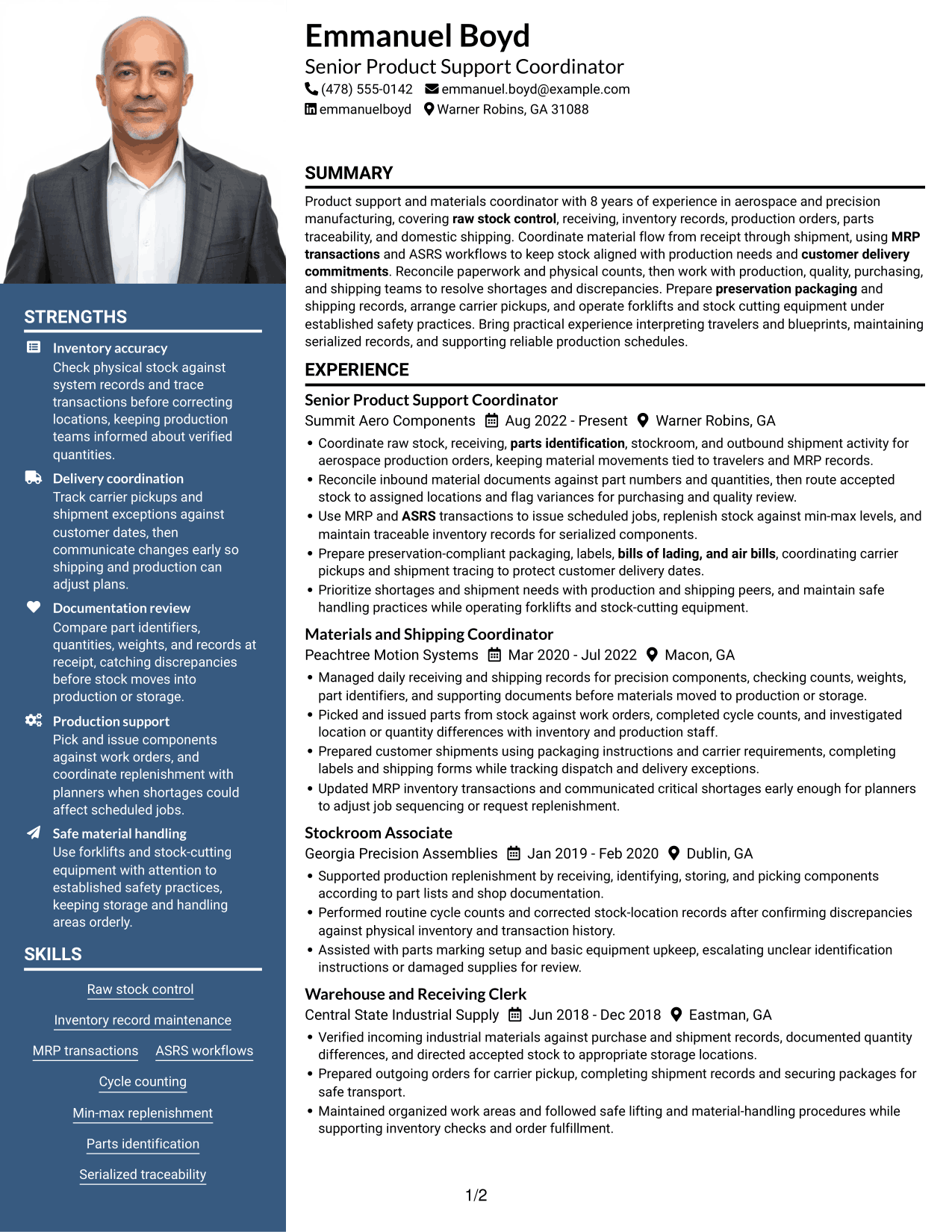 Resume example — page 1