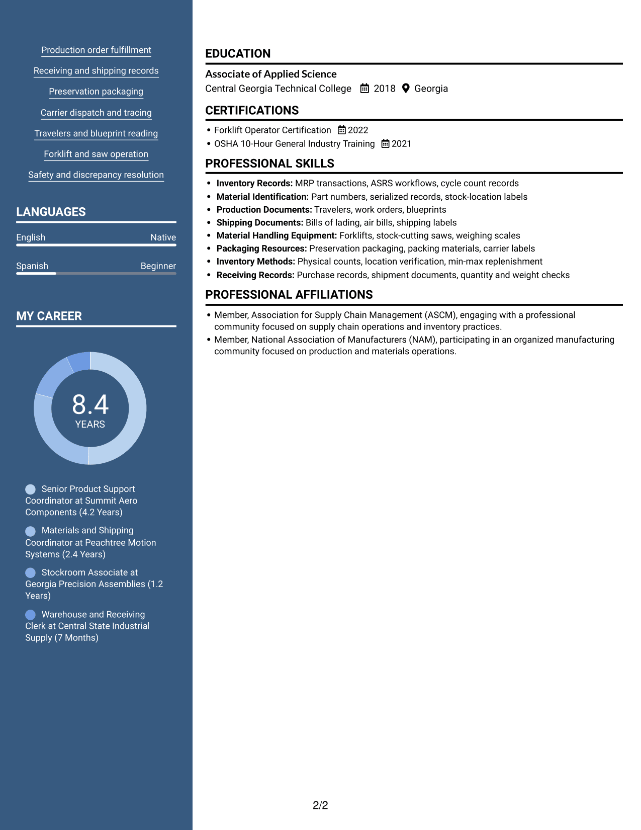 Resume example — page 2