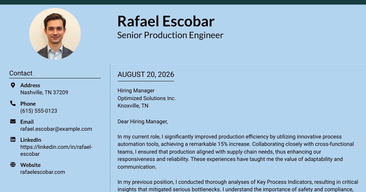 30+ Senior Production Engineer Cover Letter Templates with Example 2026