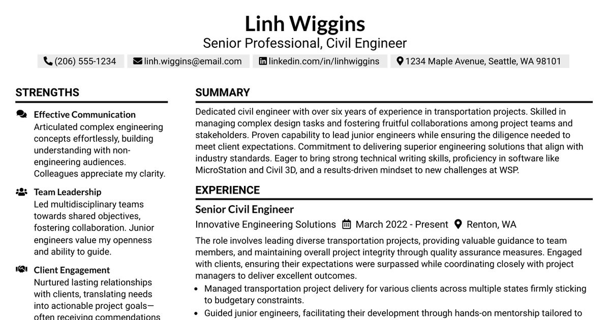 33 Senior Professional, Civil Engineering Resume Templates with Example 2026 (ATS-Optimized)