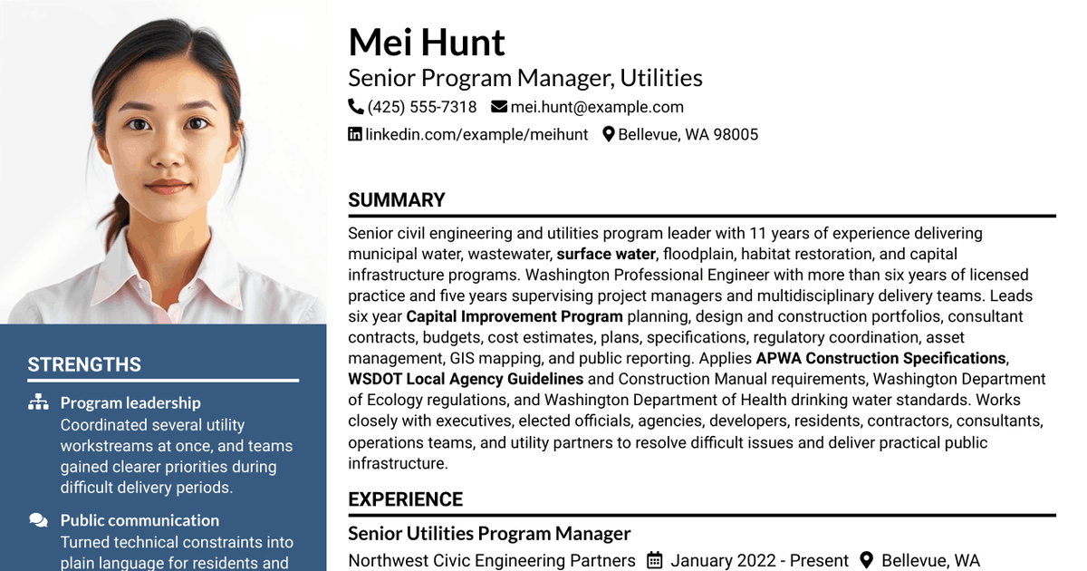 7 Senior Program Manager - Utilities Resume Templates with Example