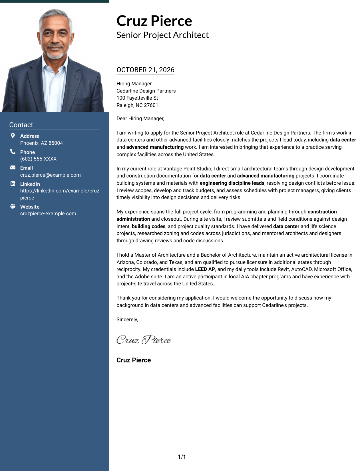 Cover letter example — page 1