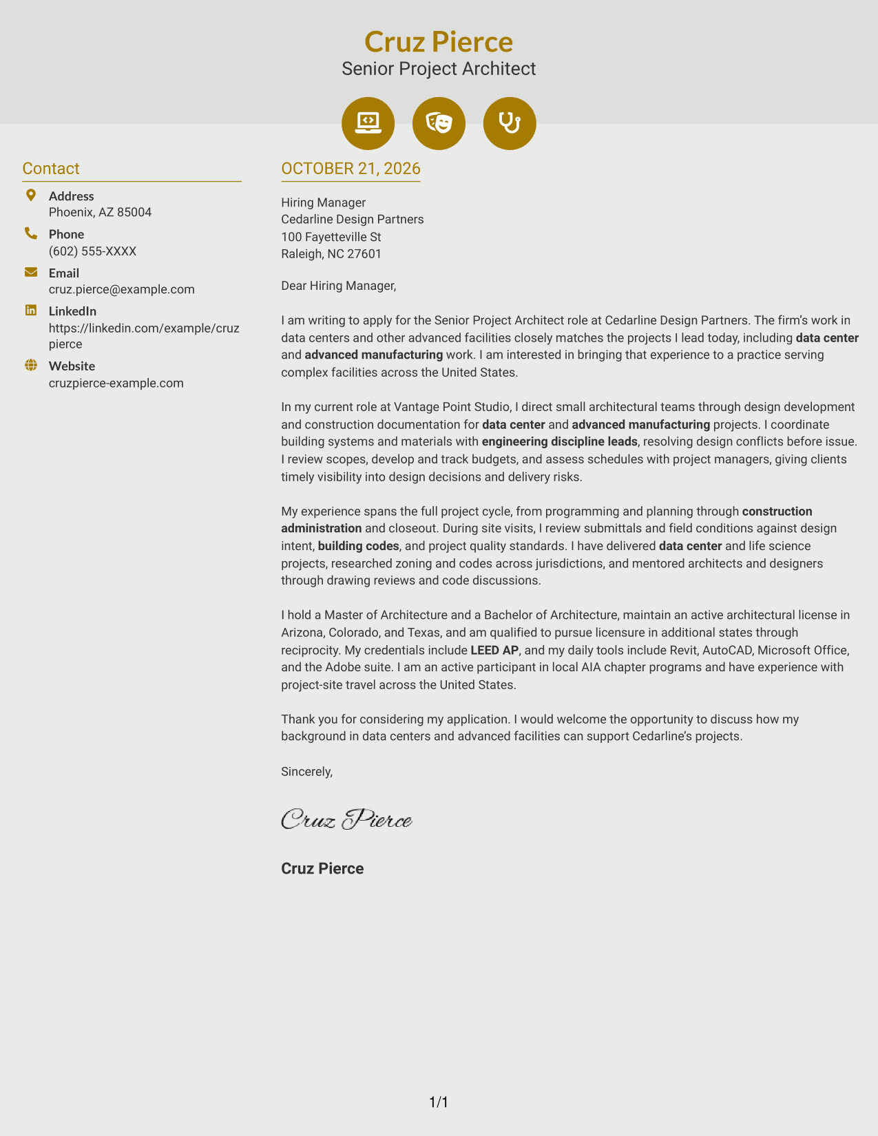 Cover letter example — page 1