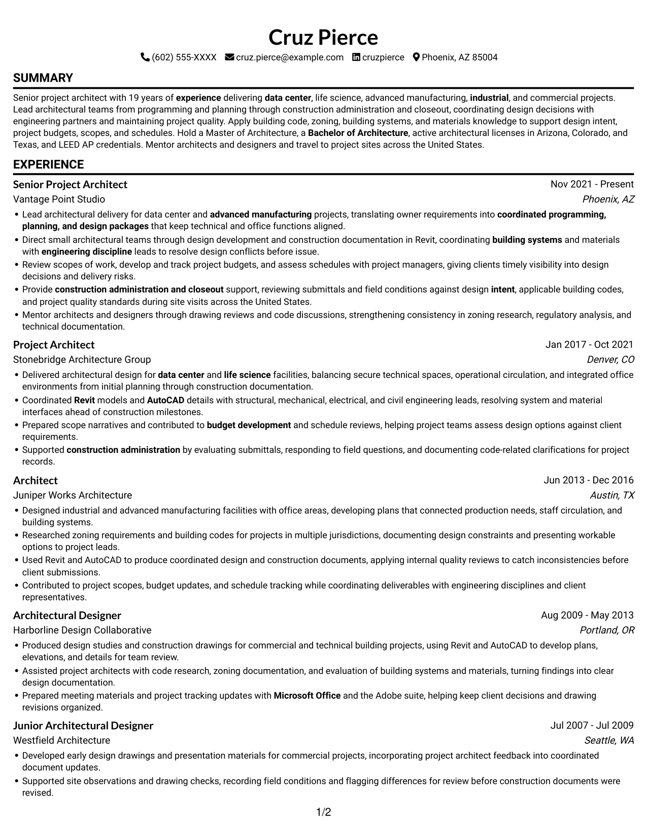 Resume example — page 1