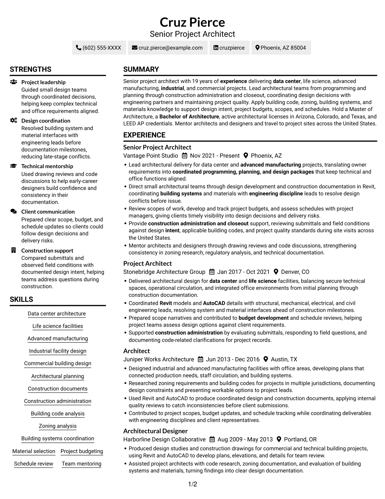 Resume example — page 1