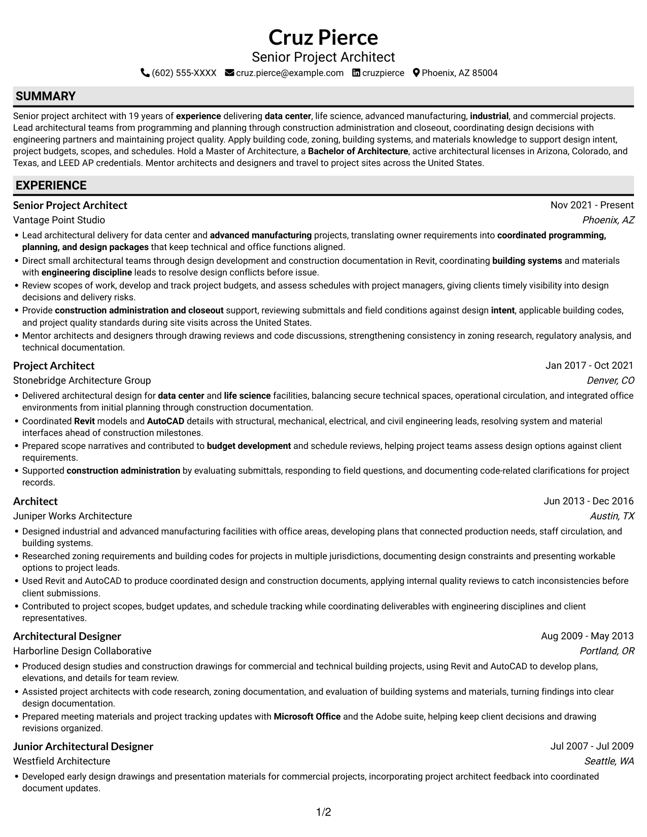 Resume example — page 1