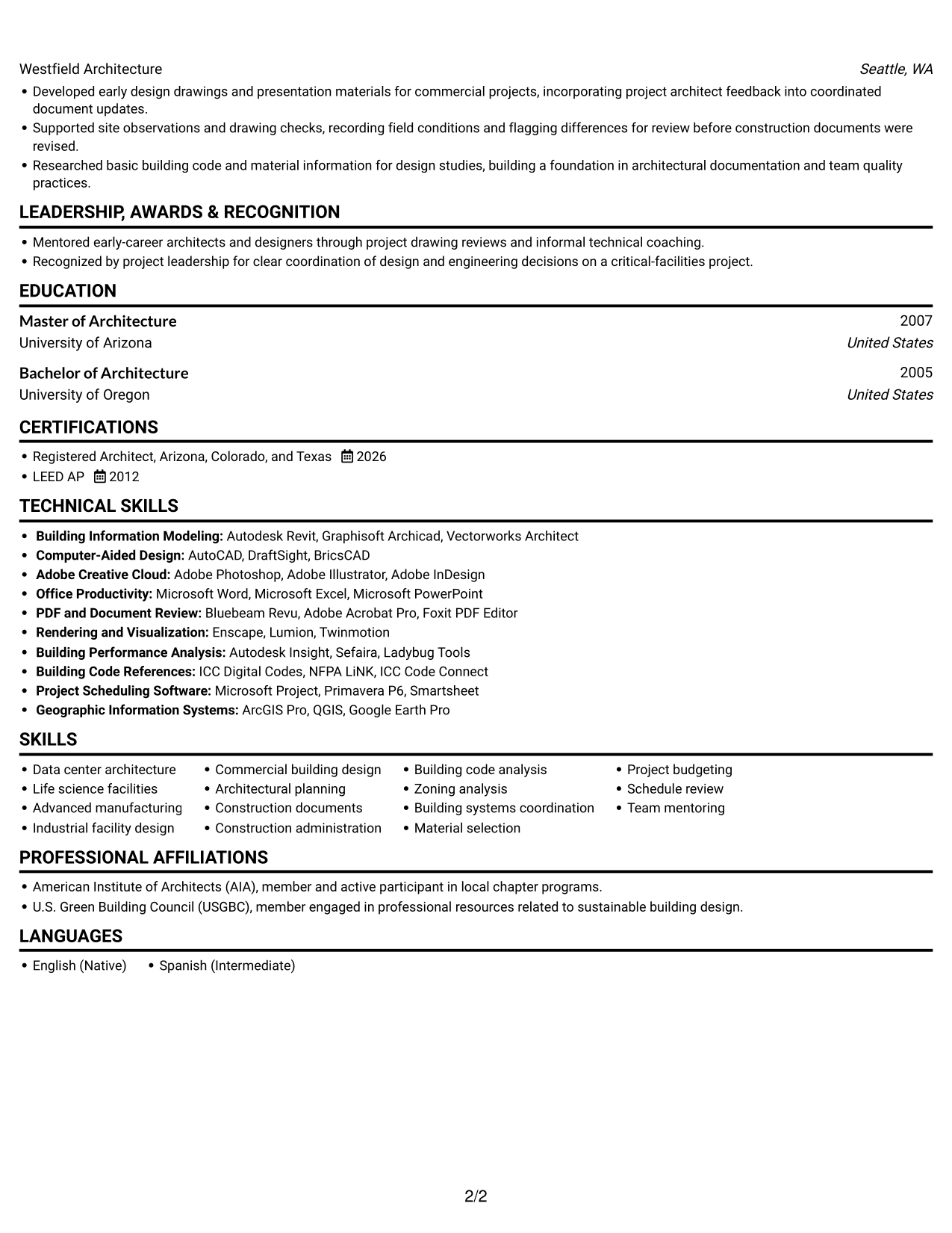 Resume example — page 2