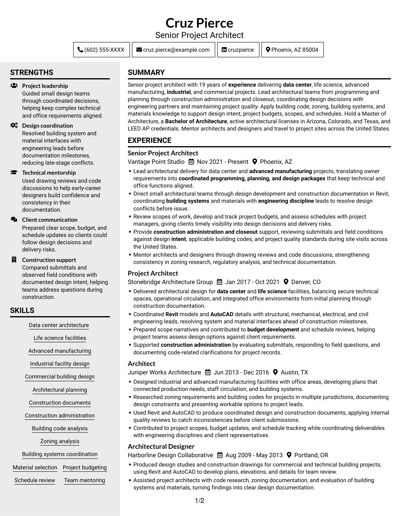Resume example — page 1