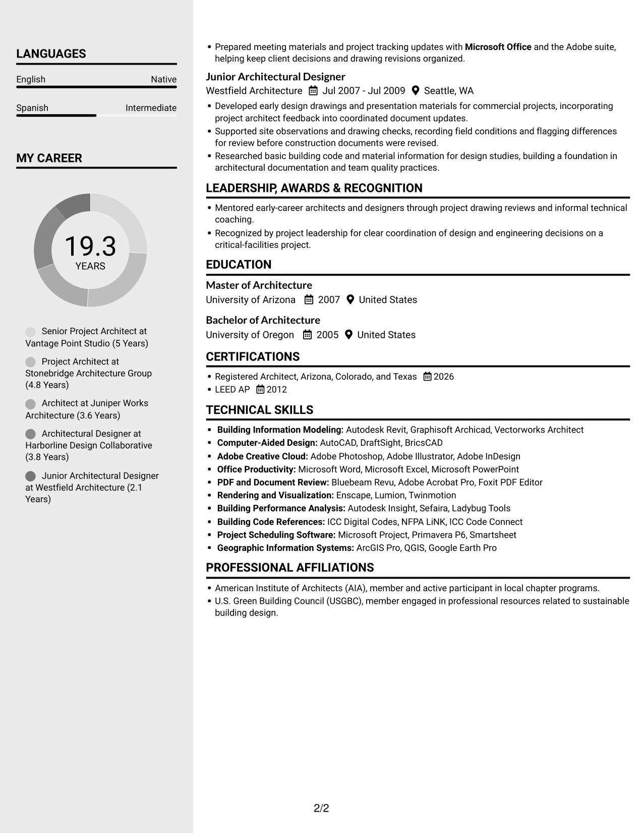 Resume example — page 2