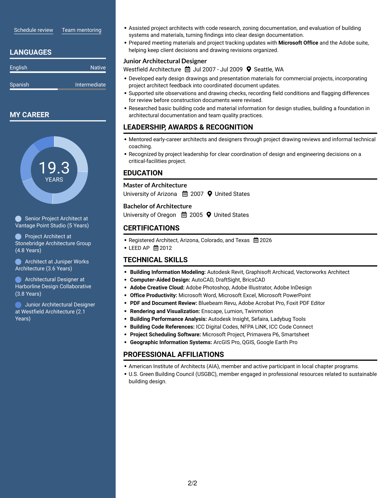 Resume example — page 2