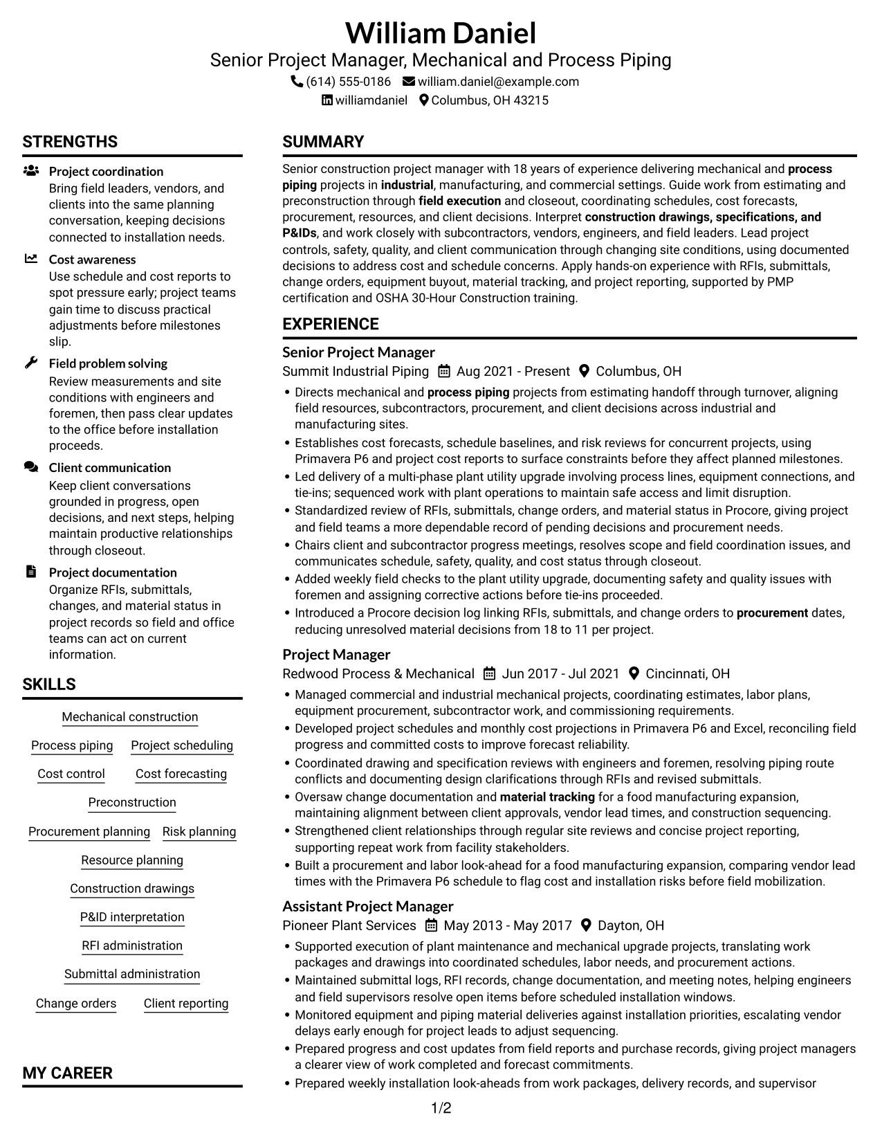 Resume example — page 1