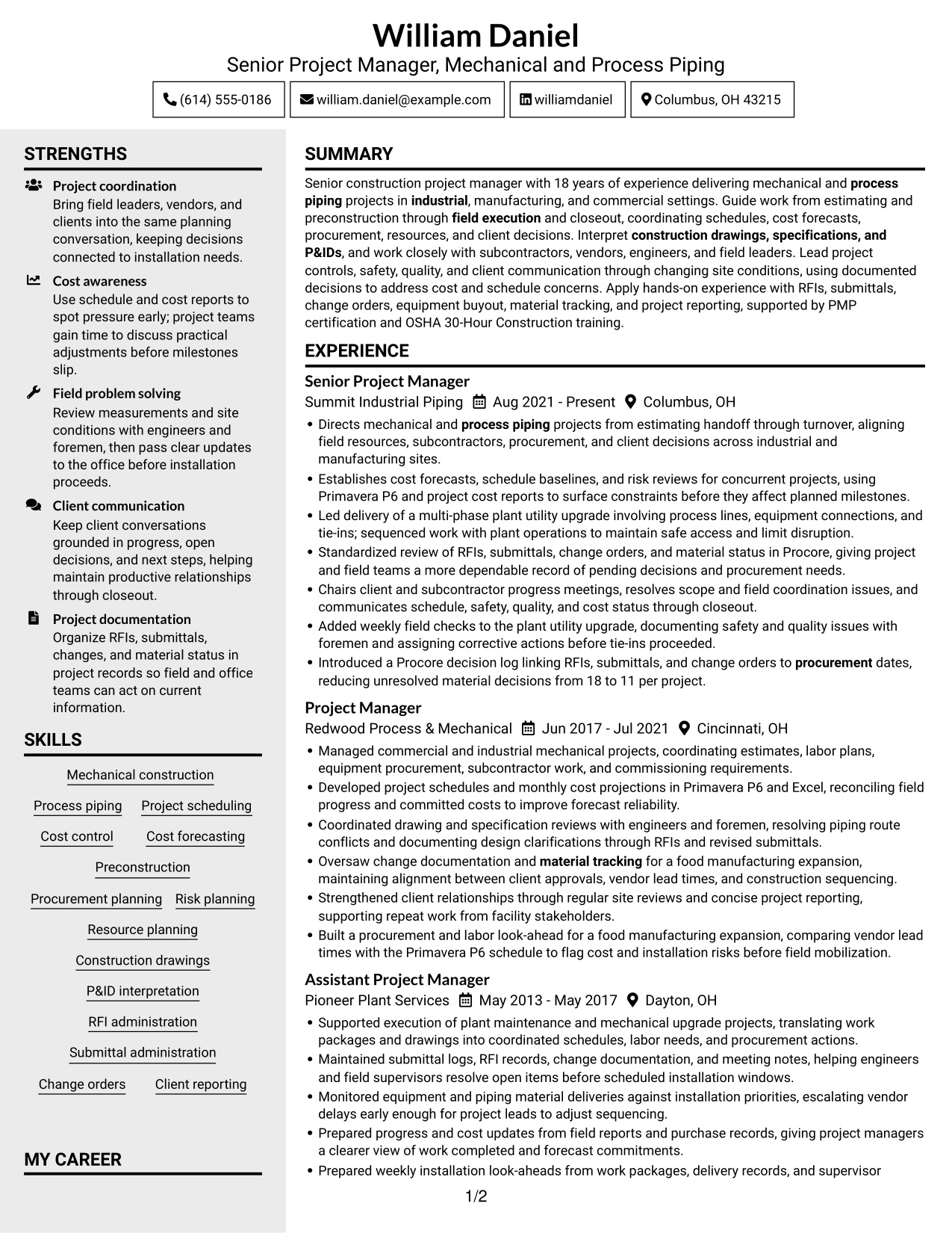 Resume example — page 1