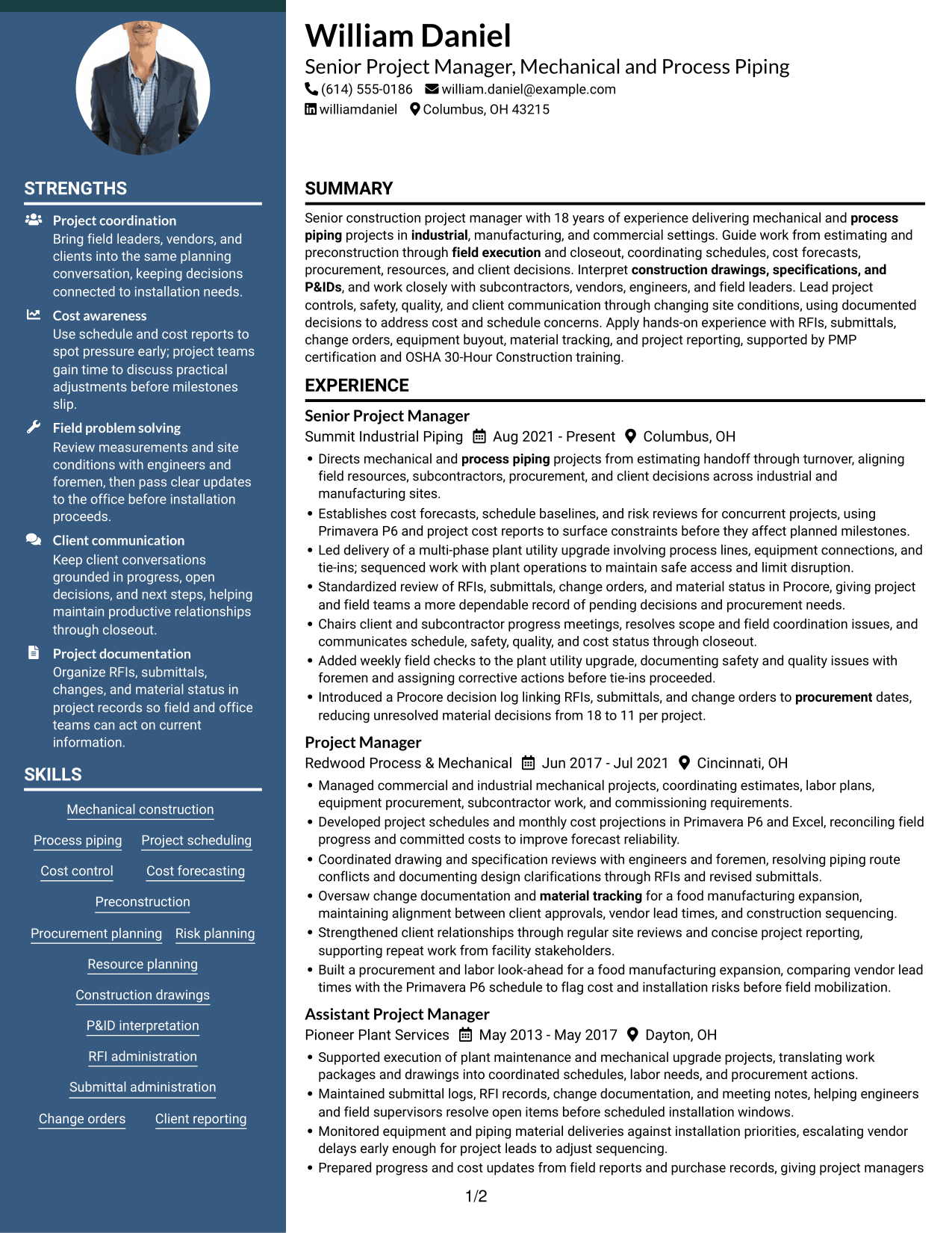 Resume example — page 1