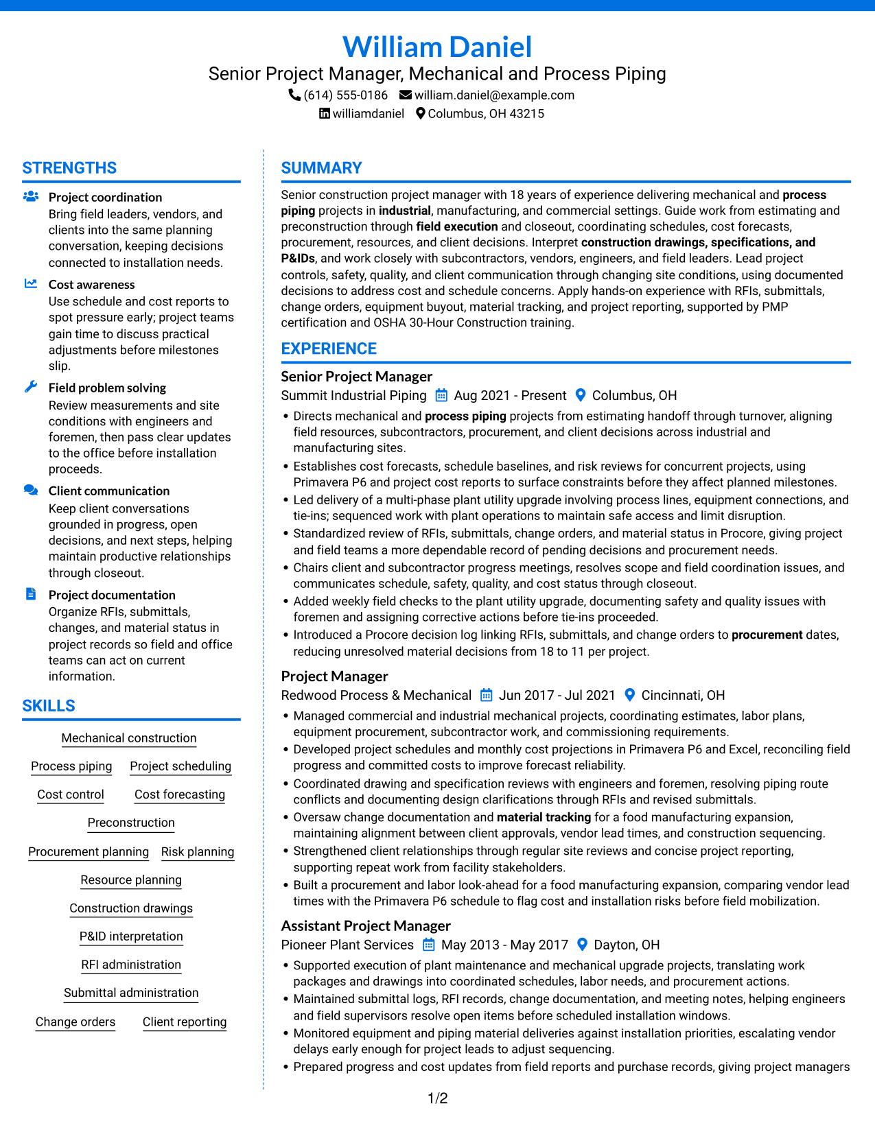 Resume example — page 1