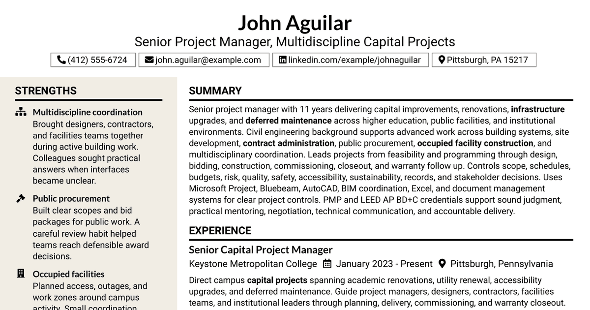 7 Senior Project Manager - multidiscipline Resume Templates with Example