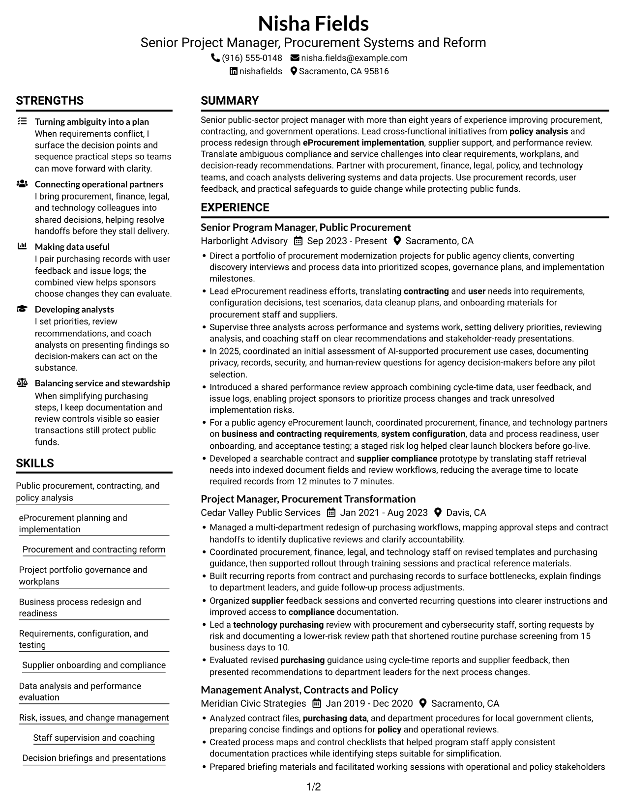 Resume example — page 1