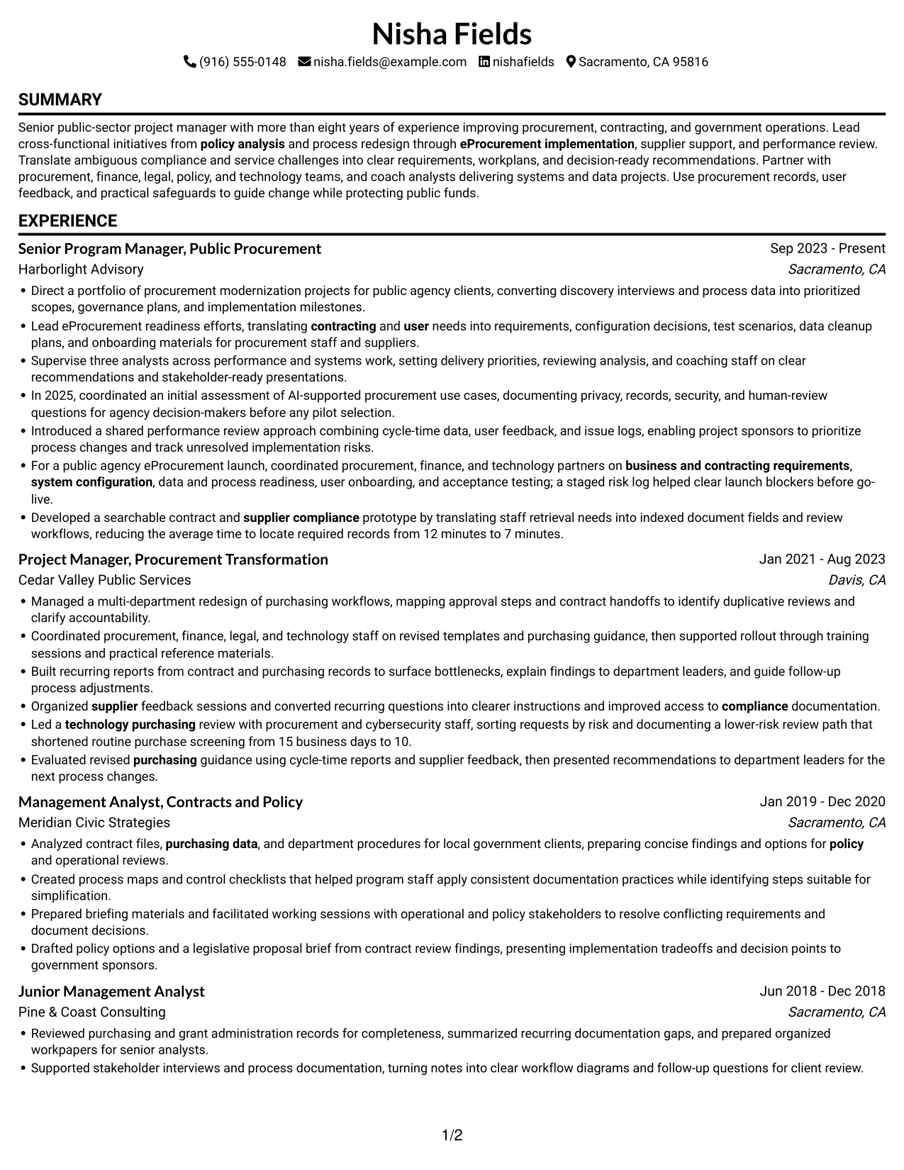 Resume example — page 1