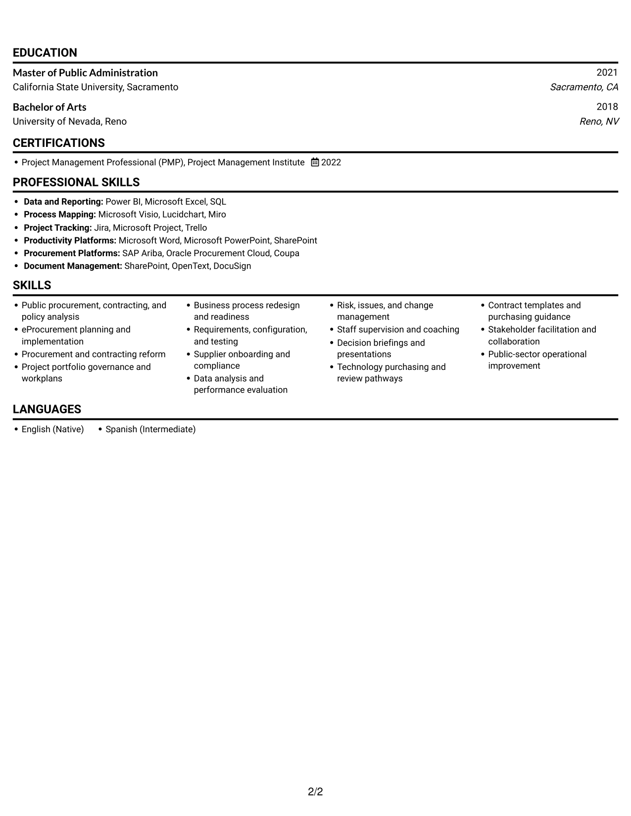 Resume example — page 2