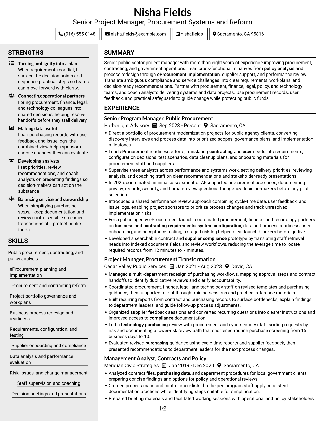 Resume example — page 1