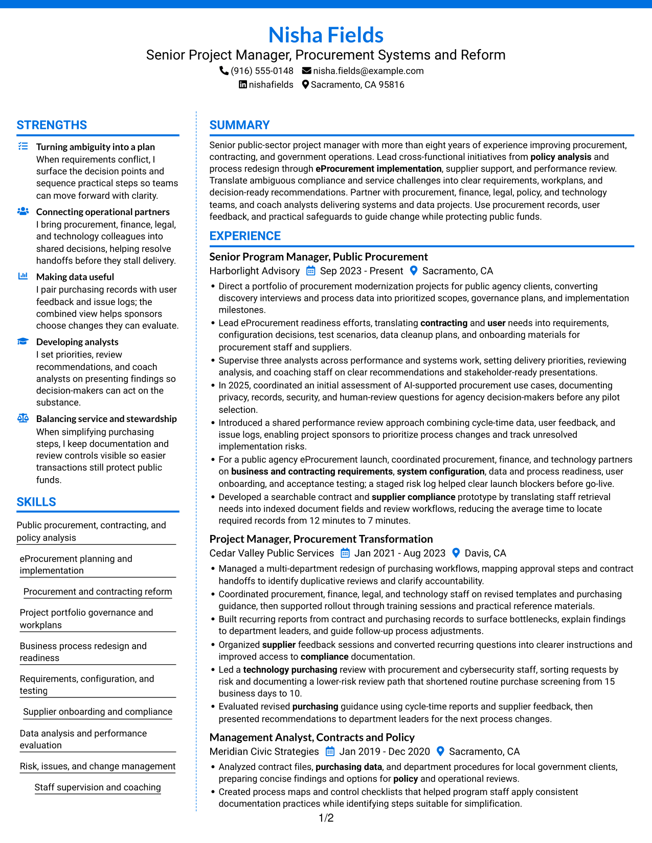 Resume example — page 1