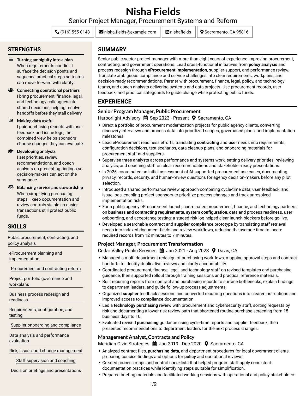 Resume example — page 1