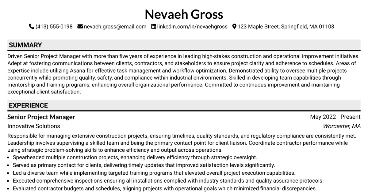 33 Senior Project & Program Manager Resume Templates with Example 2026 (ATS-Optimized)