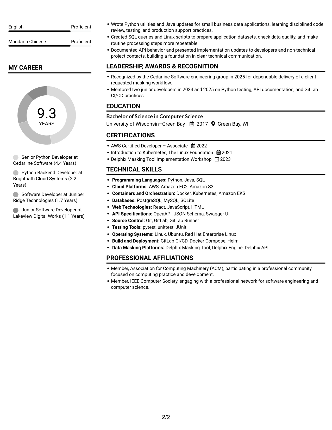 Resume example — page 2