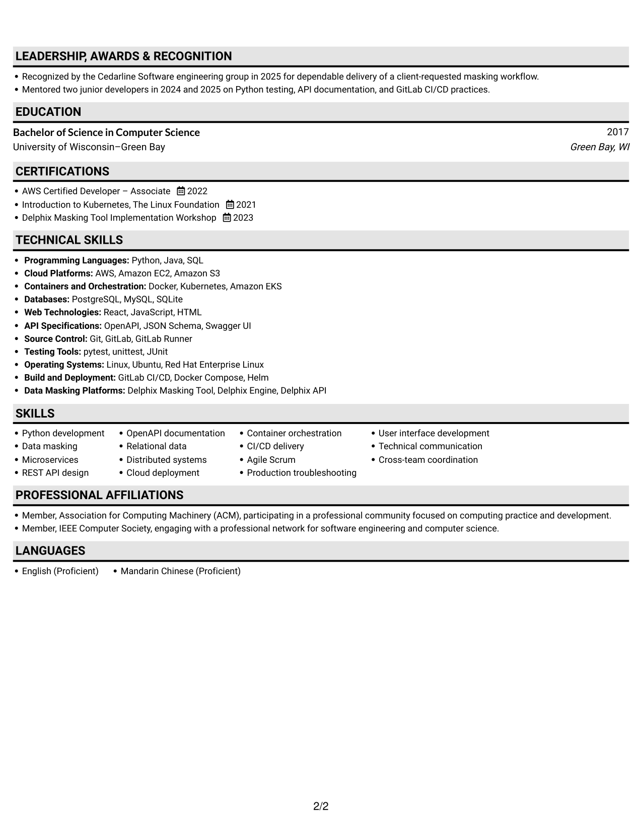 Resume example — page 2