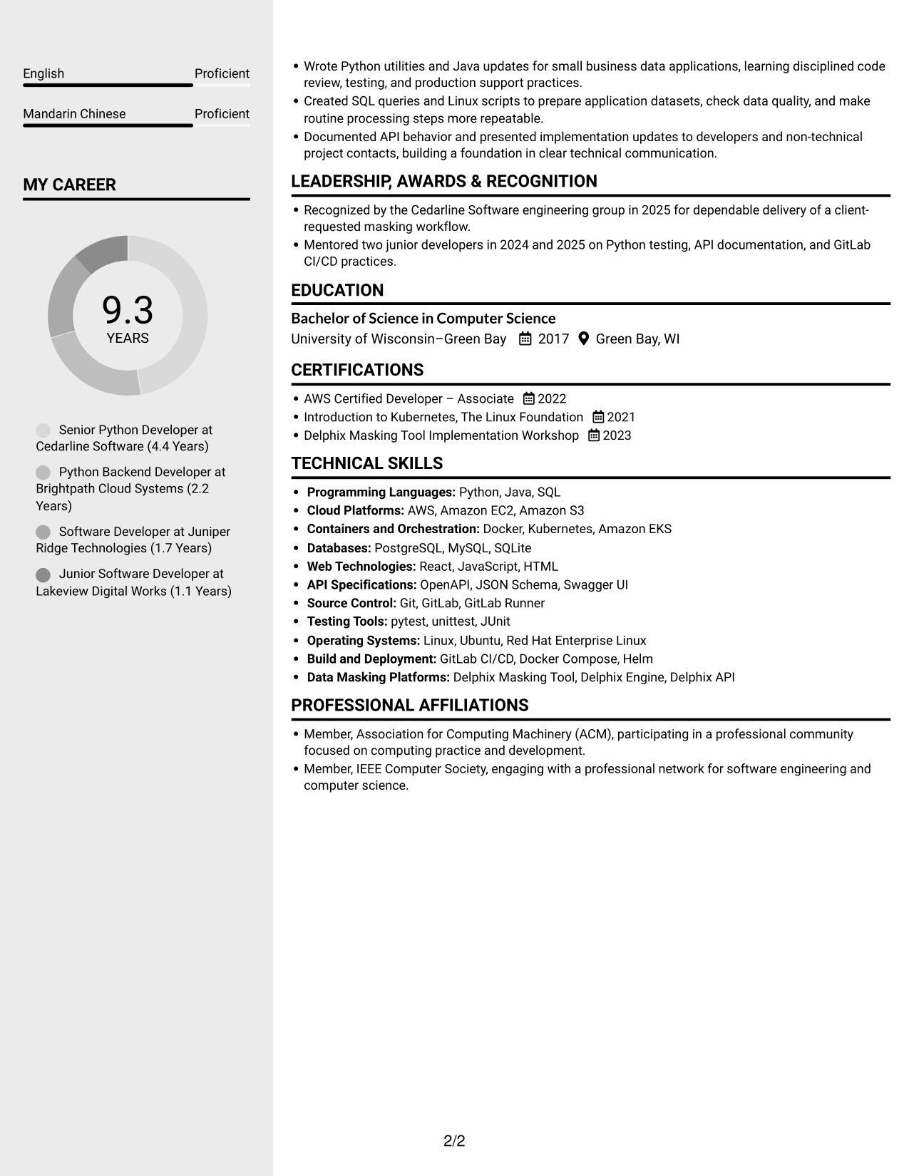 Resume example — page 2