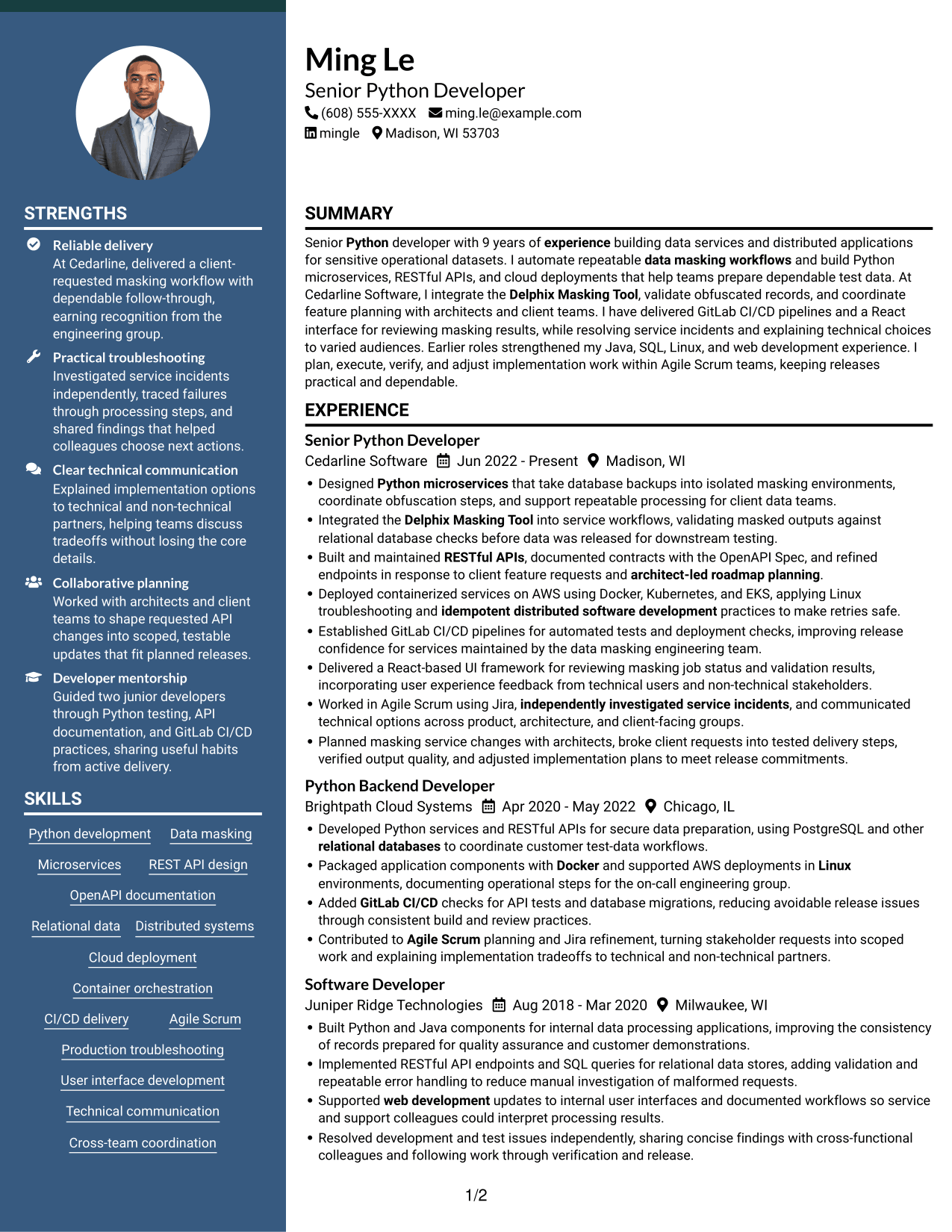 Resume example — page 1