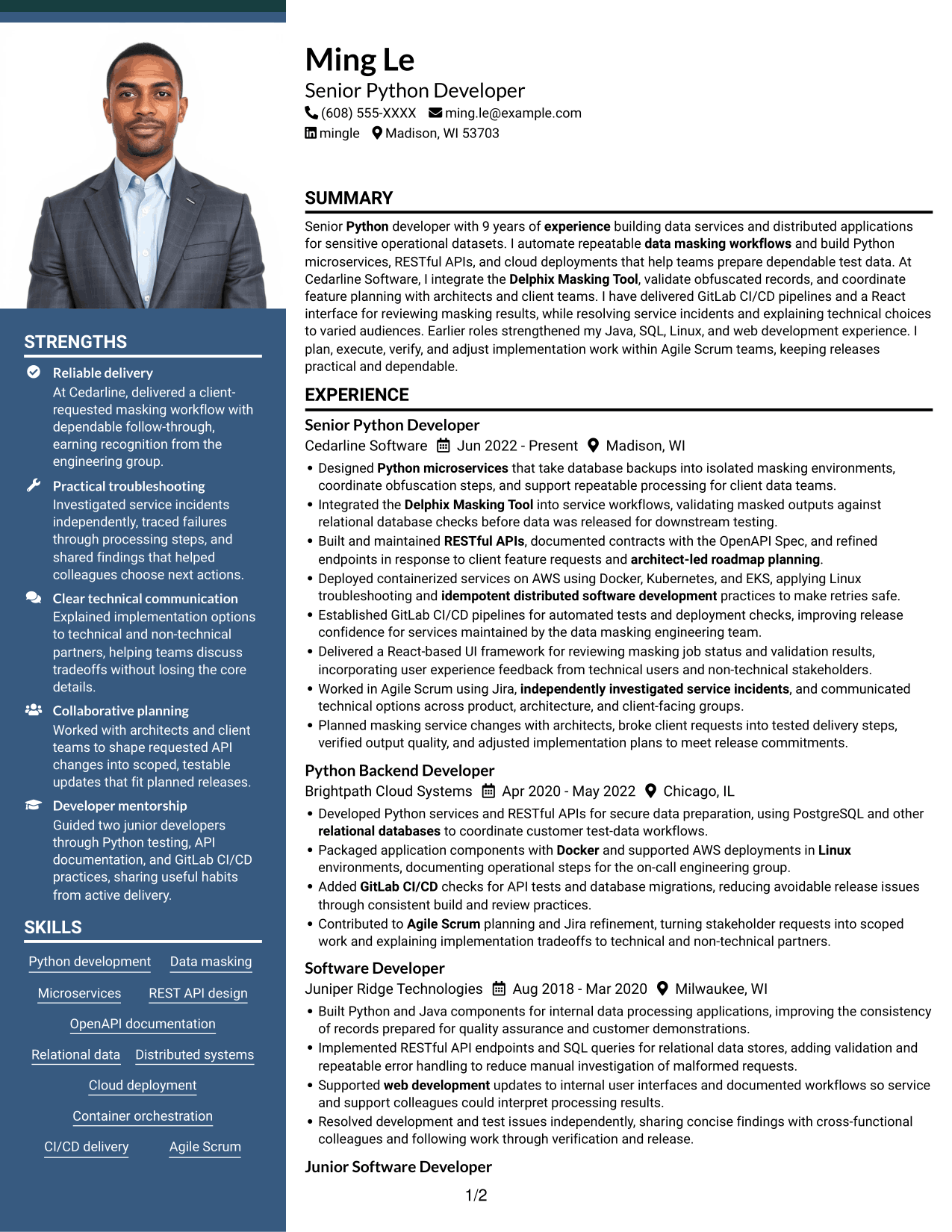 Resume example — page 1