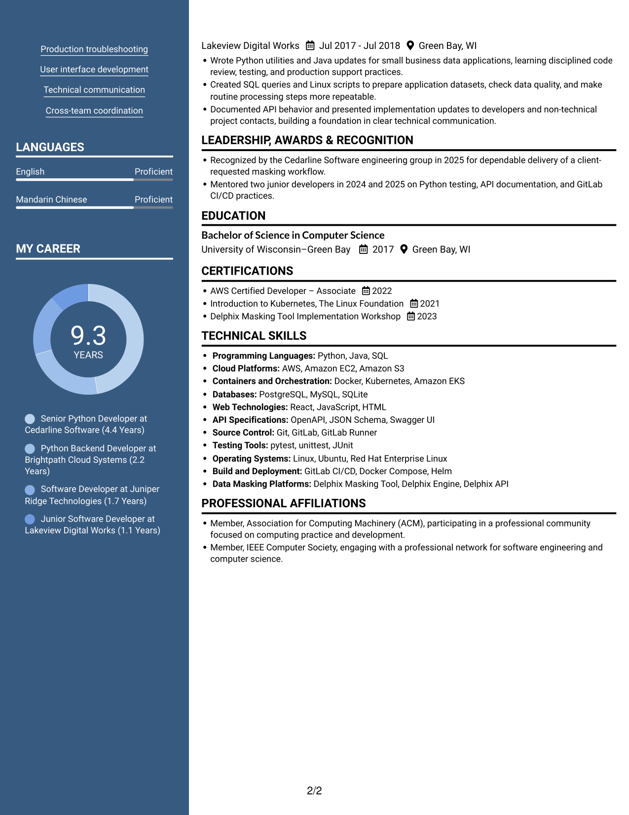 Resume example — page 2