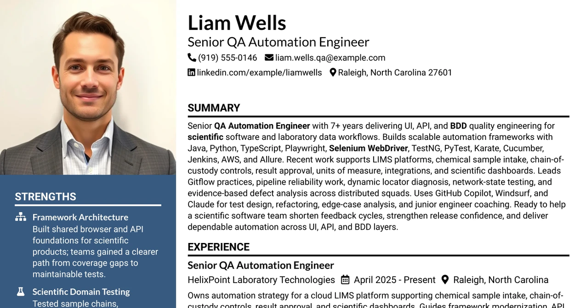 33 Senior QA Automation Engineer (Java or Python) Resume Templates with Example 2026 (ATS-Optimized)
