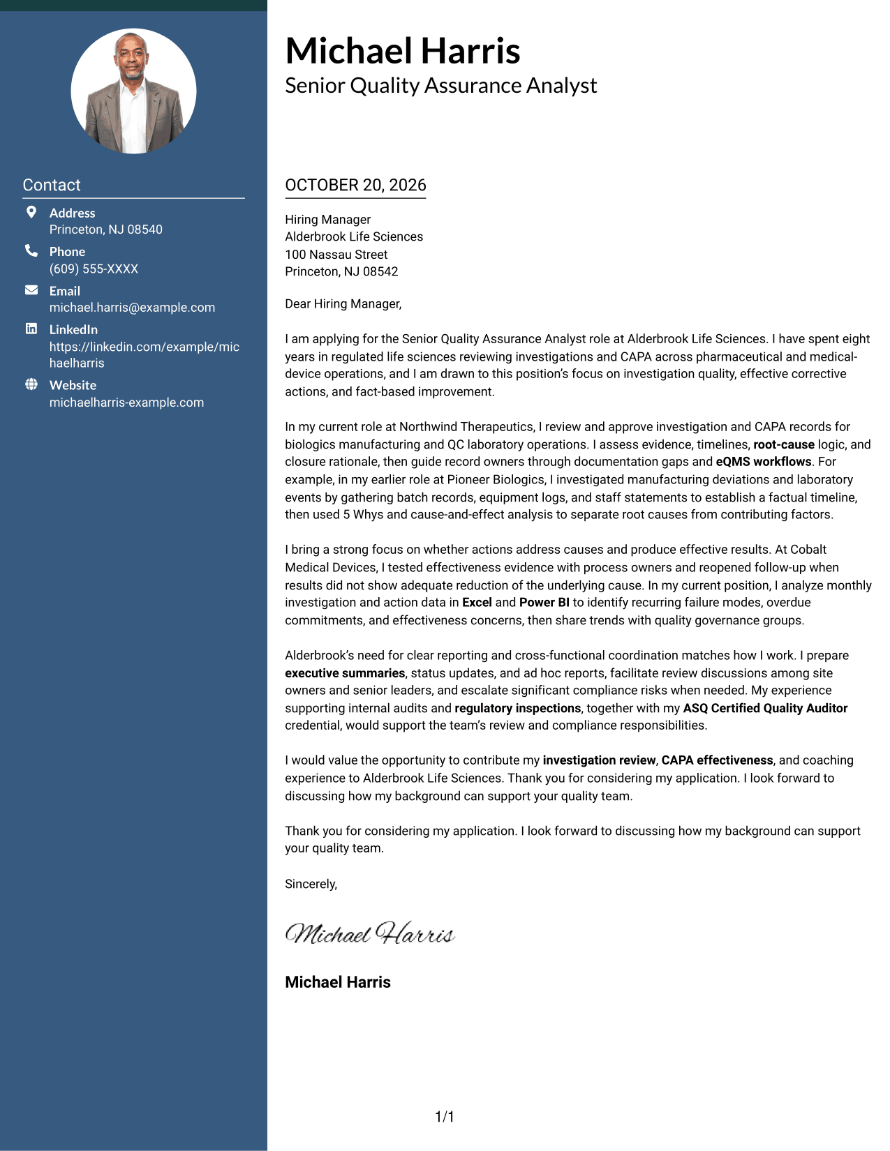 Cover letter example — page 1