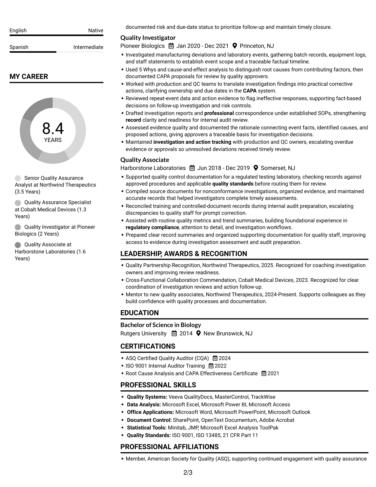 Resume example — page 2