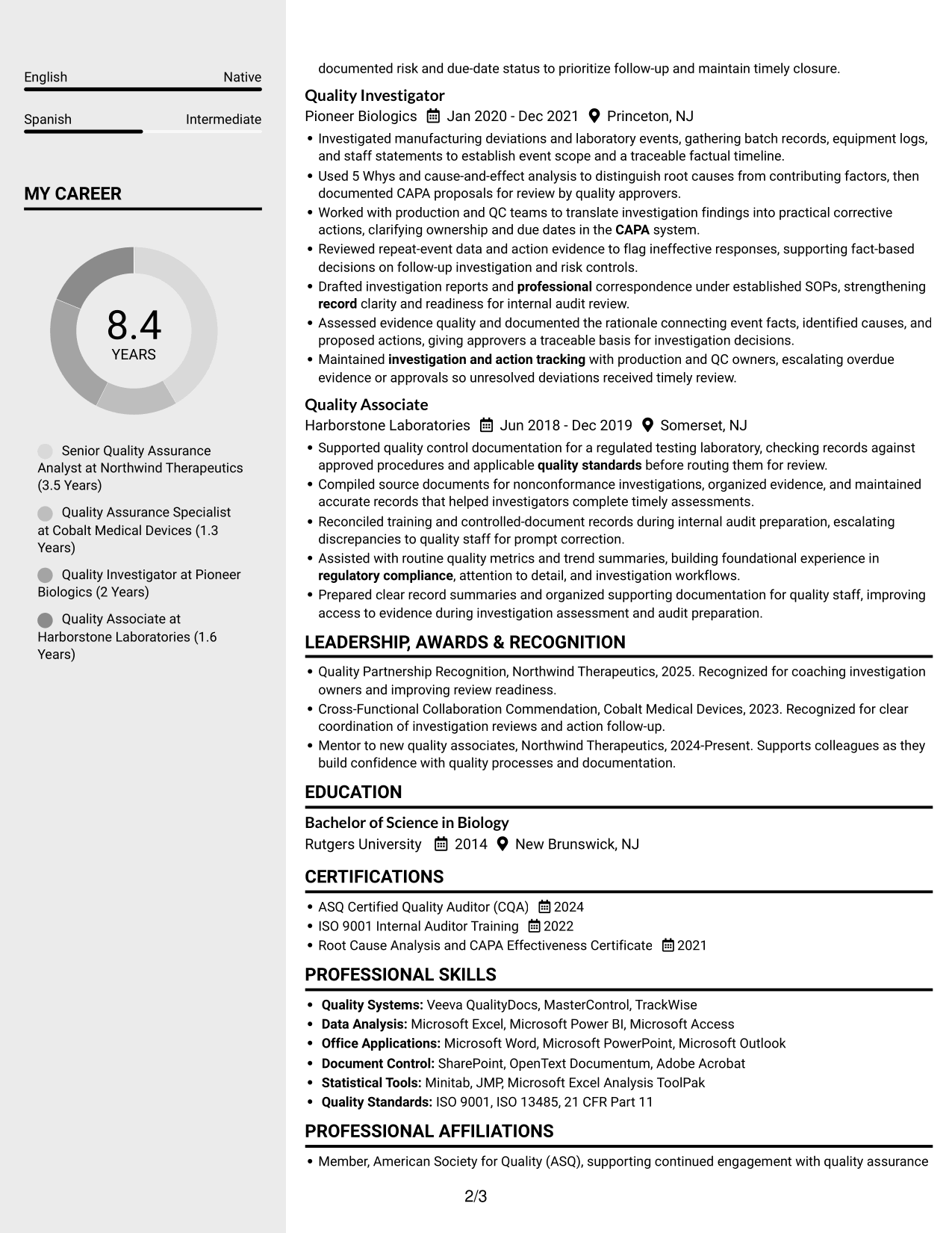 Resume example — page 2