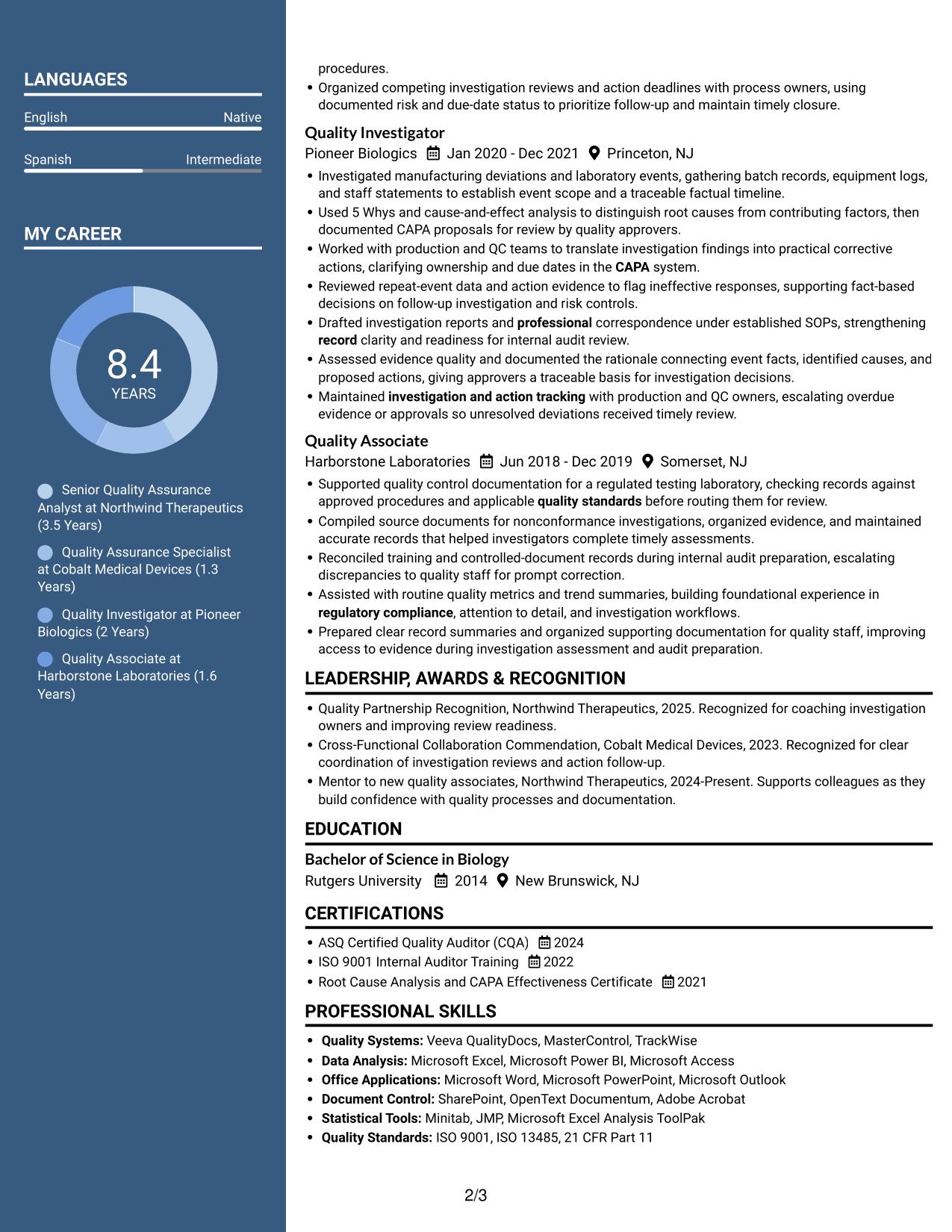 Resume example — page 2