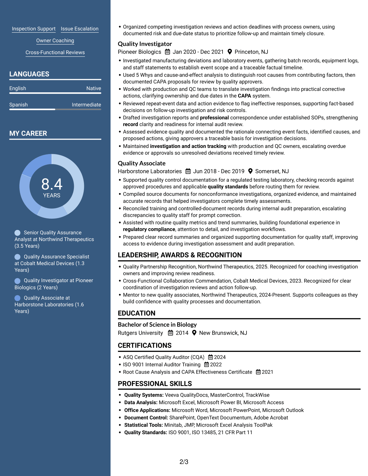 Resume example — page 2