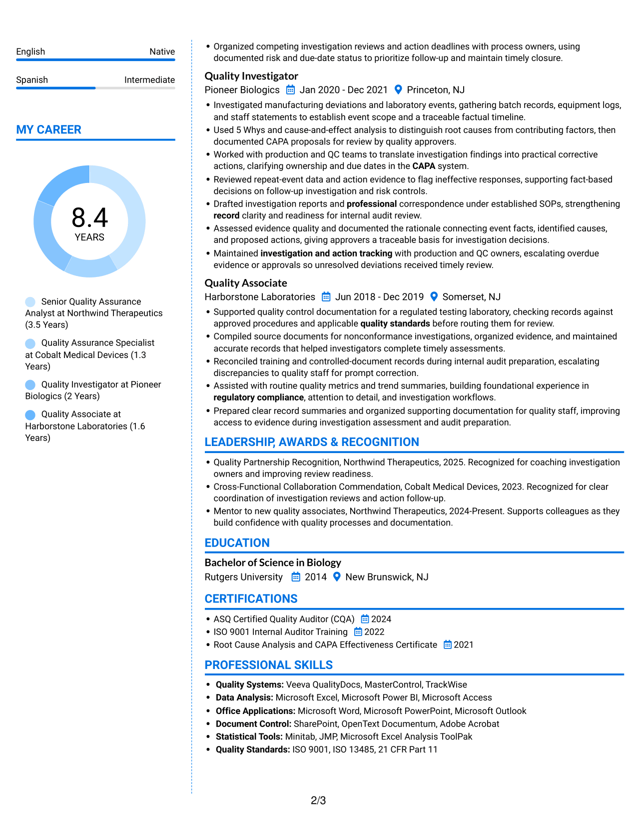 Resume example — page 2