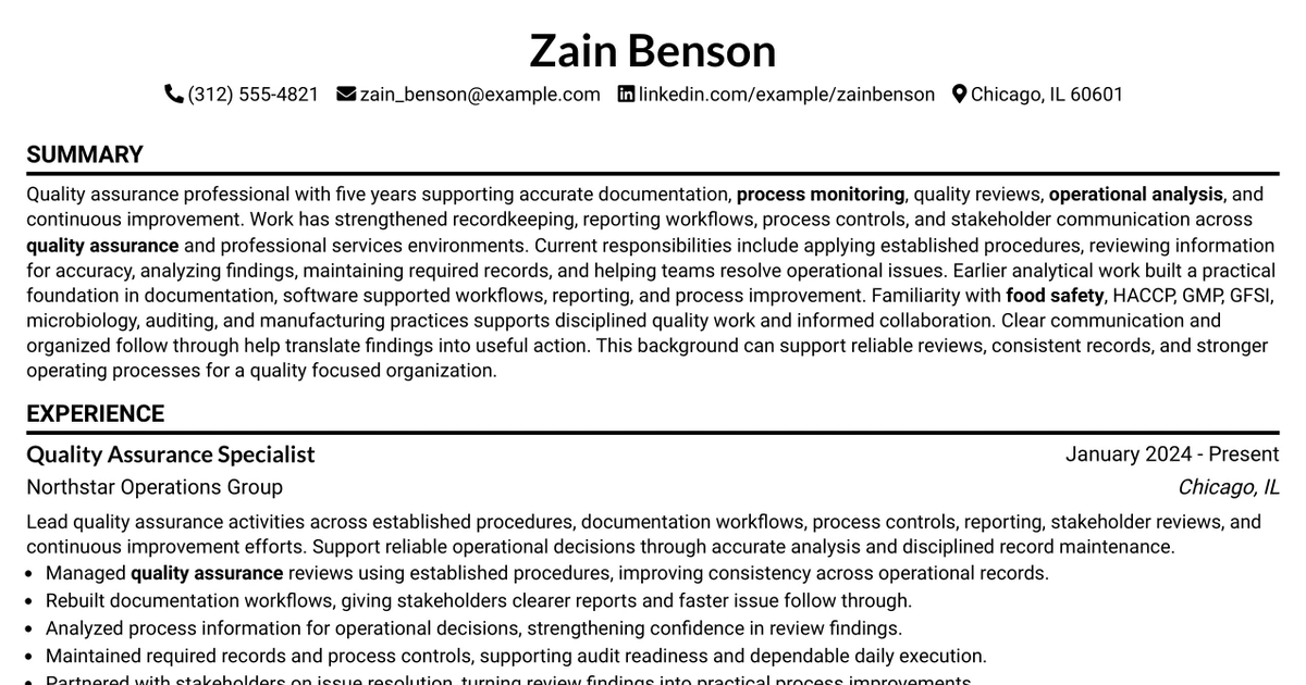33 Senior Quality Assurance Specialist Resume Templates with Example