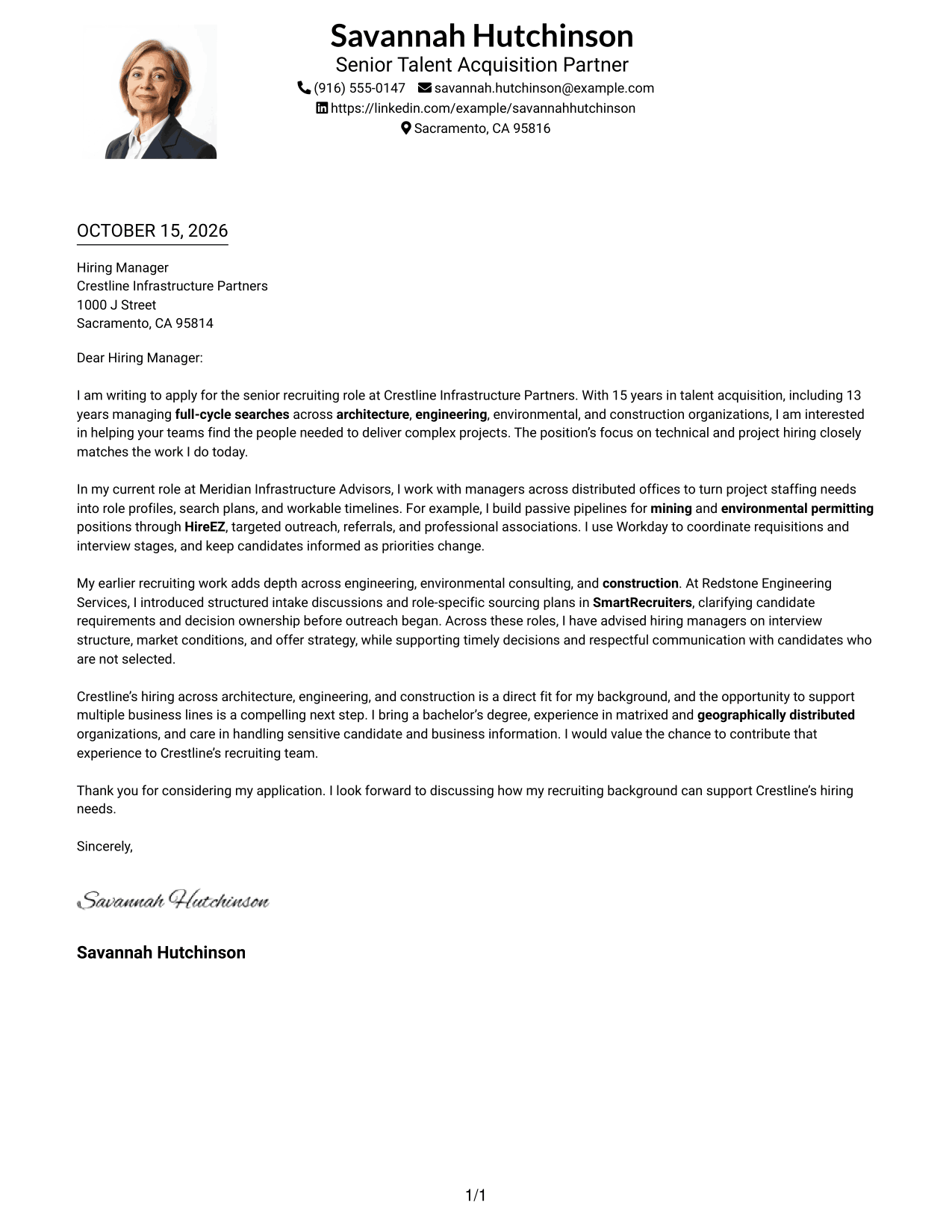 Cover letter example — page 1