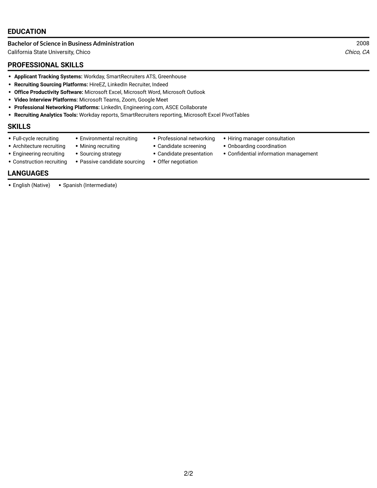 Resume example — page 2