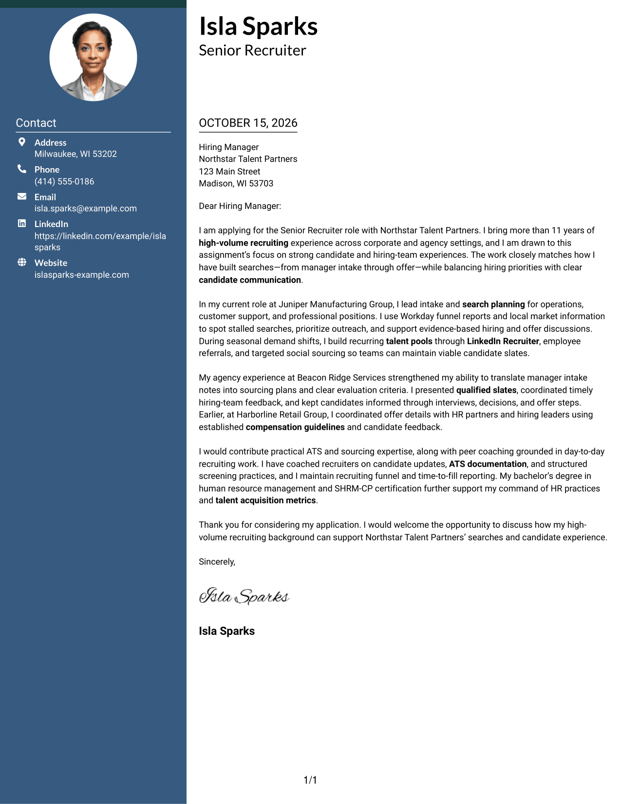 Cover letter example — page 1