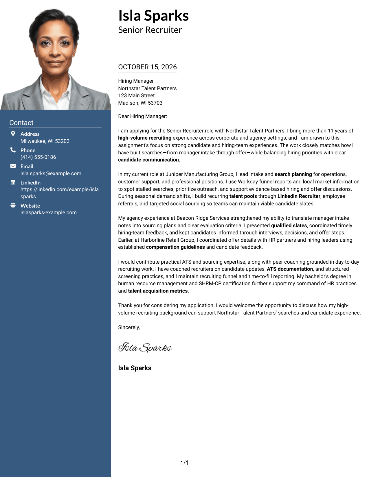 Cover letter example — page 1
