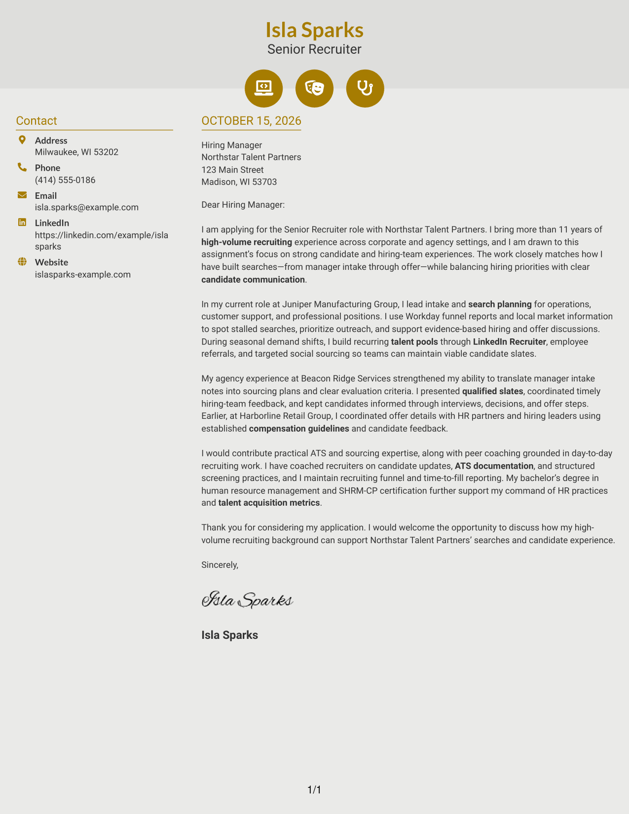 Cover letter example — page 1
