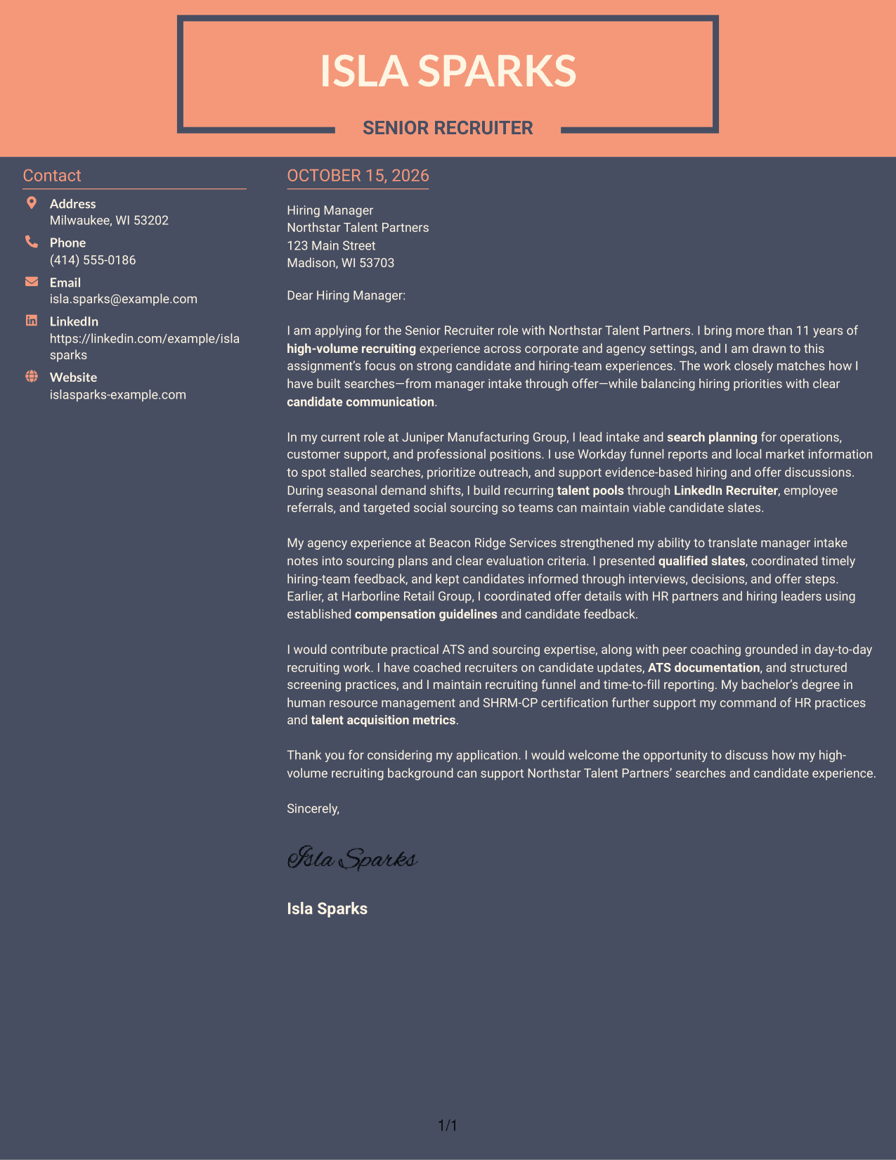 Cover letter example — page 1