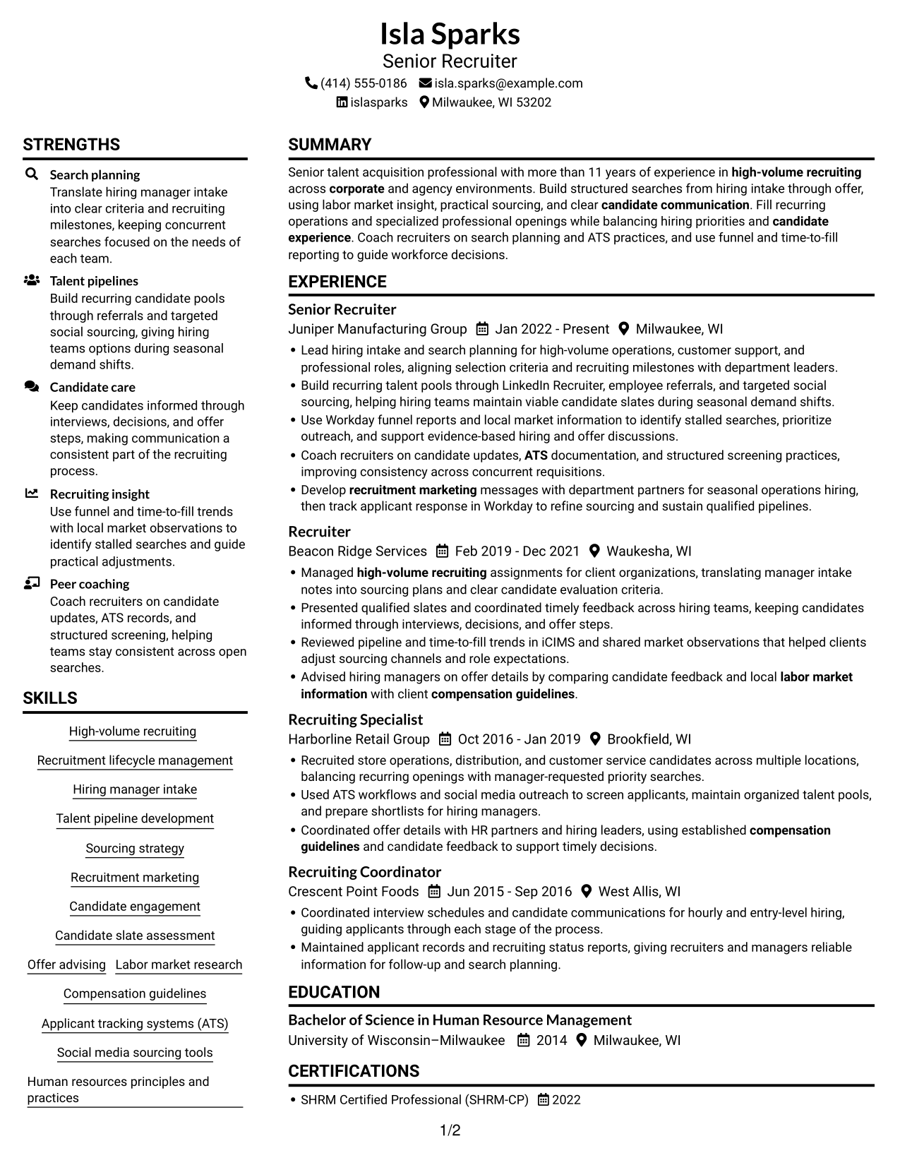 Resume example — page 1