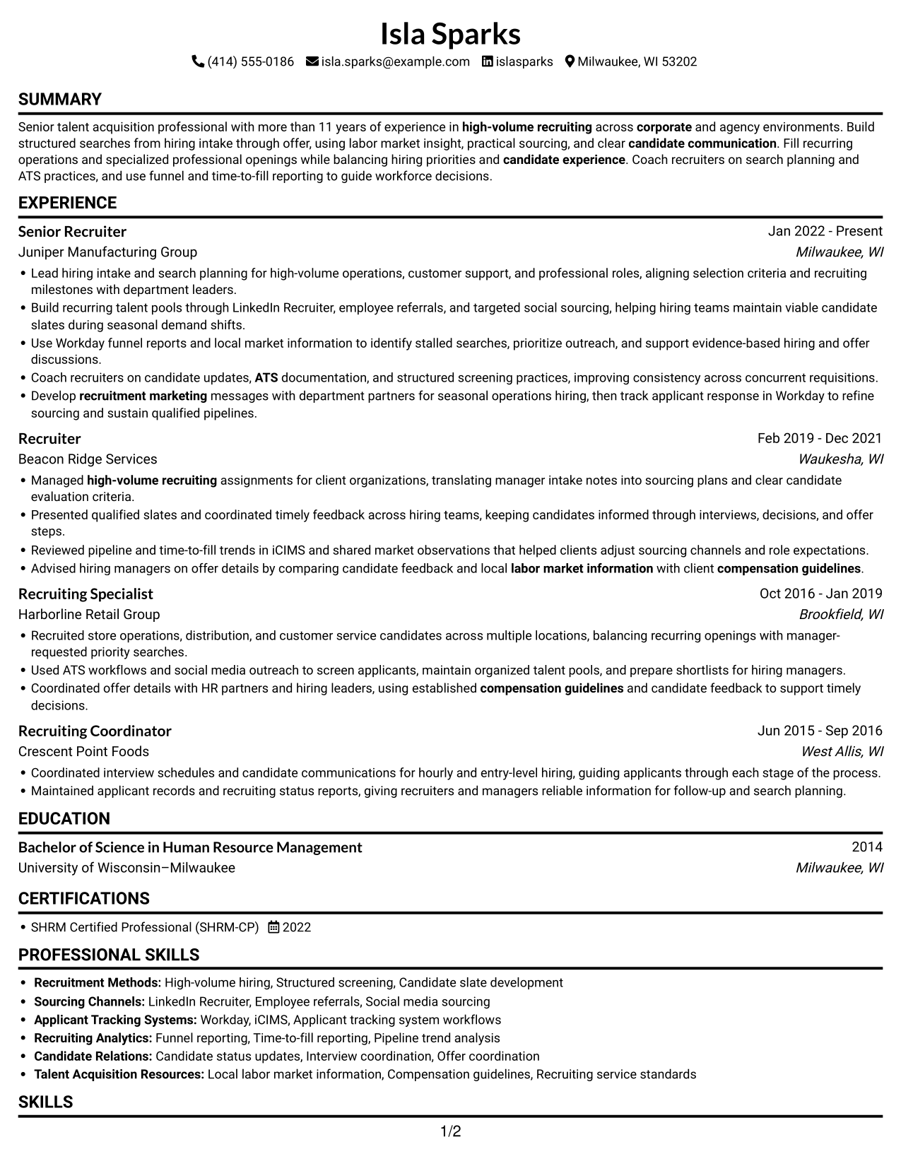 Resume example — page 1