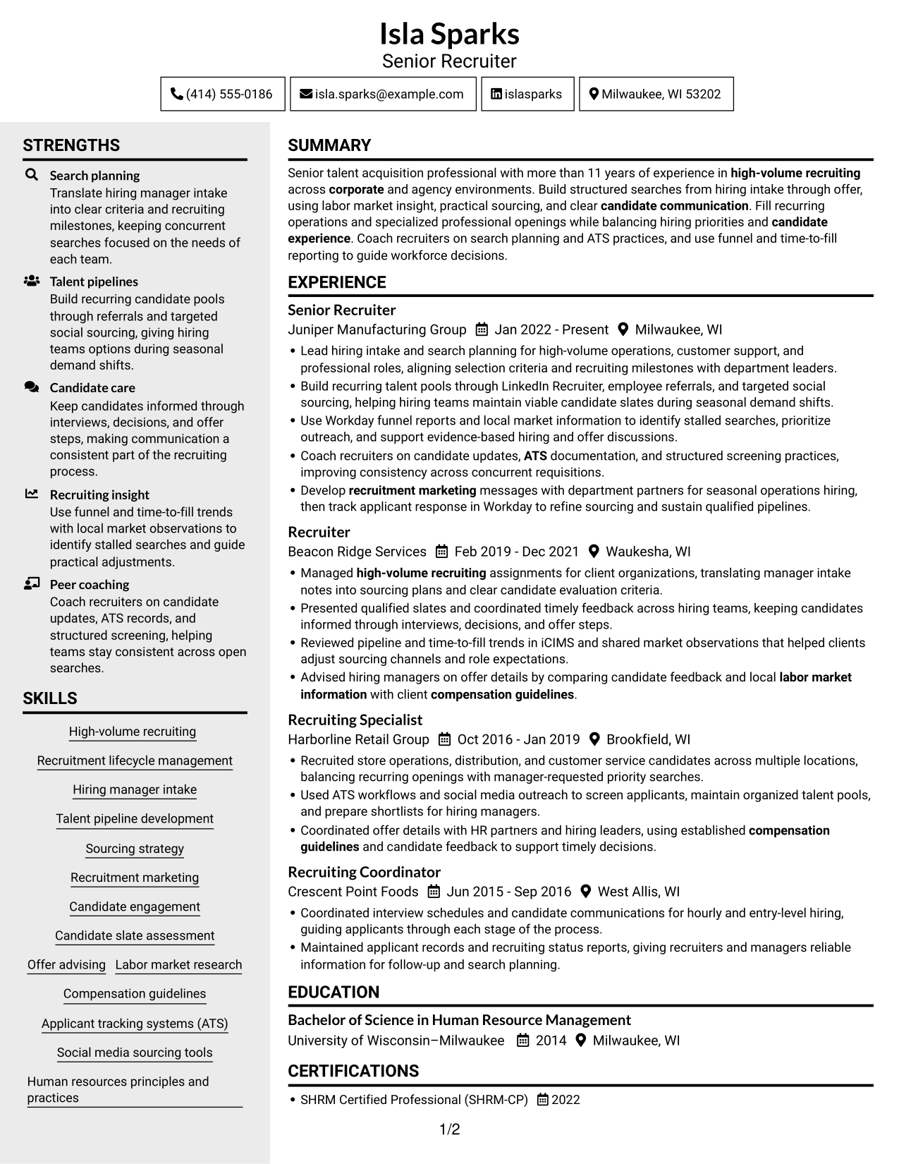 Resume example — page 1