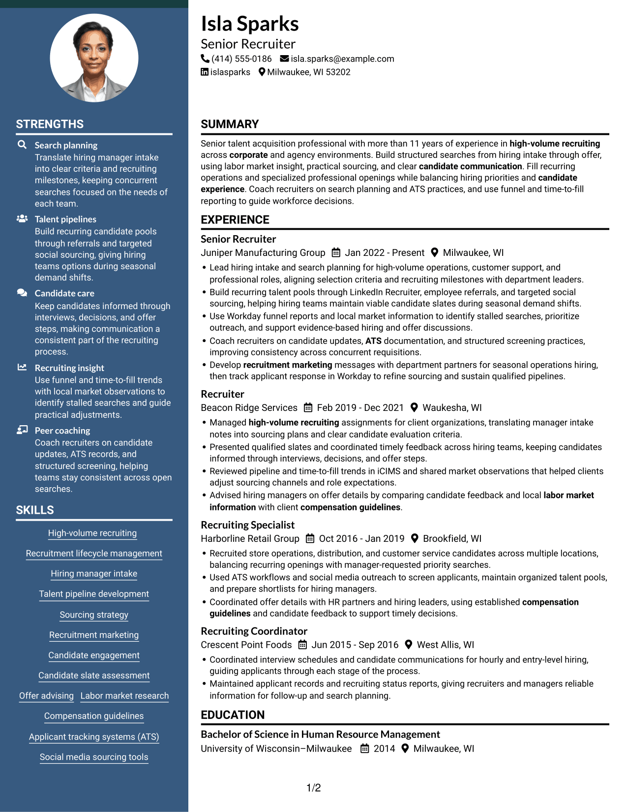 Resume example — page 1